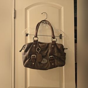 Fossil Womens Purse Sz M Color Brown Leather With Snake Print